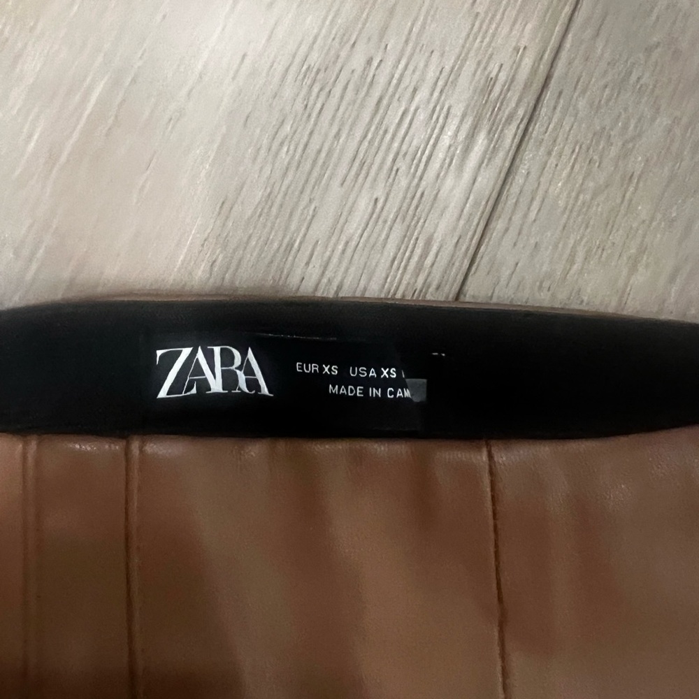 Zara Brown Faux Leather High-Waist Pants - Picture 4 of 4